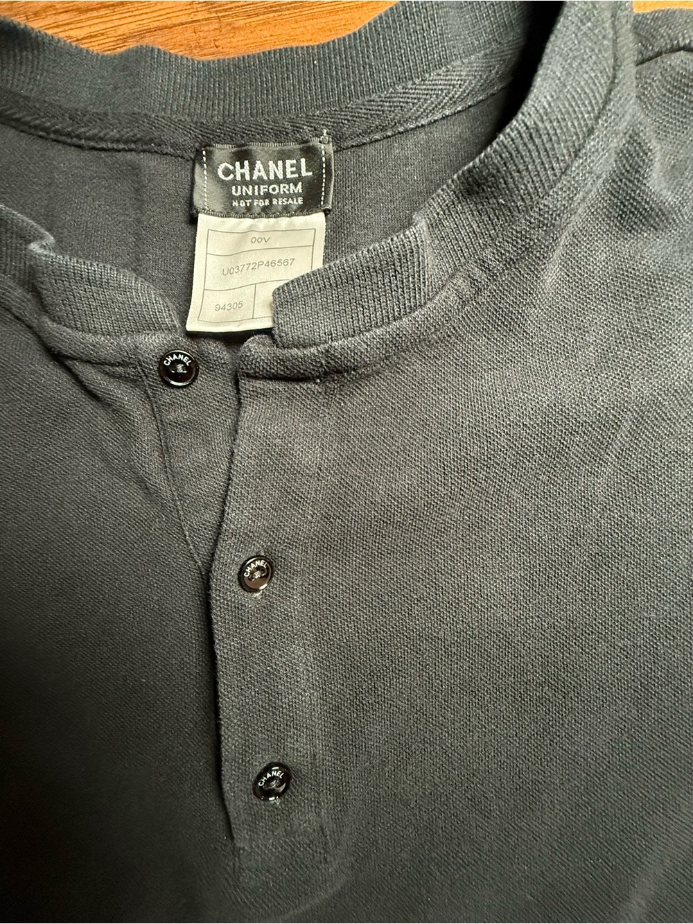 CHANEL Black Short-Sleeve Polo Tee Shirt with Subtle Logo Uniform Top - Picture 10 of 10
